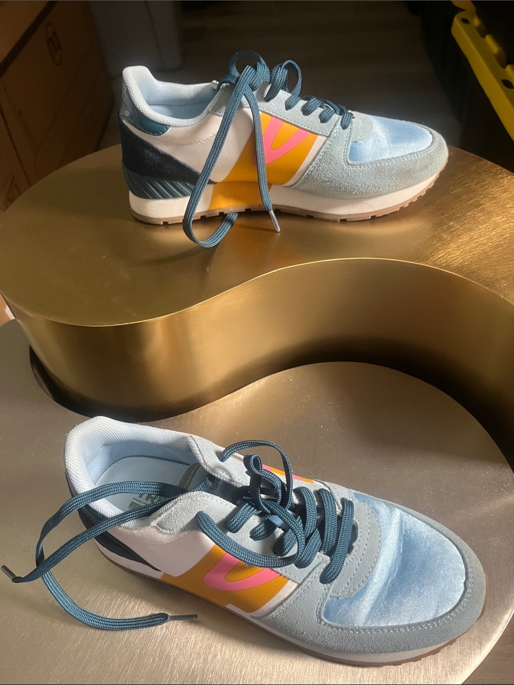Tretorn Kids Light Blue, Yellow & Pink Running Sneakers
